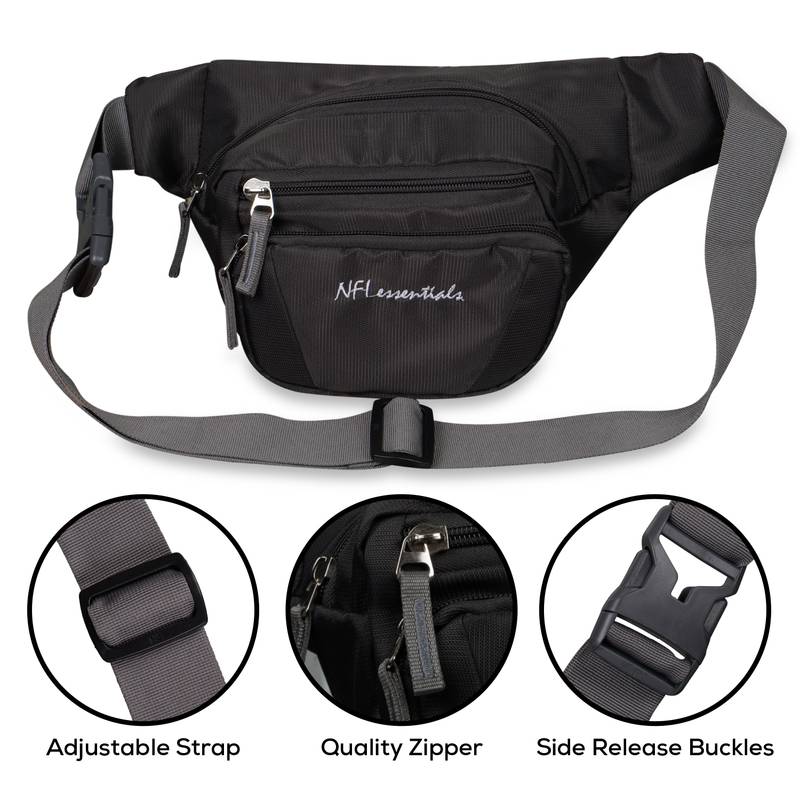 NFI essentials Waist Travel Handy Hiking Zip Camera Pouch Money Phone Belt Sport Bag Bum Multipurpose (Grey)