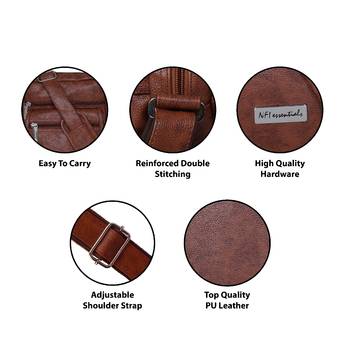 NFI essentials Men's Leather Sling Bag Stylish Cross Body Travel Office Business Messenger Bag for Men & Women (Tan) 3