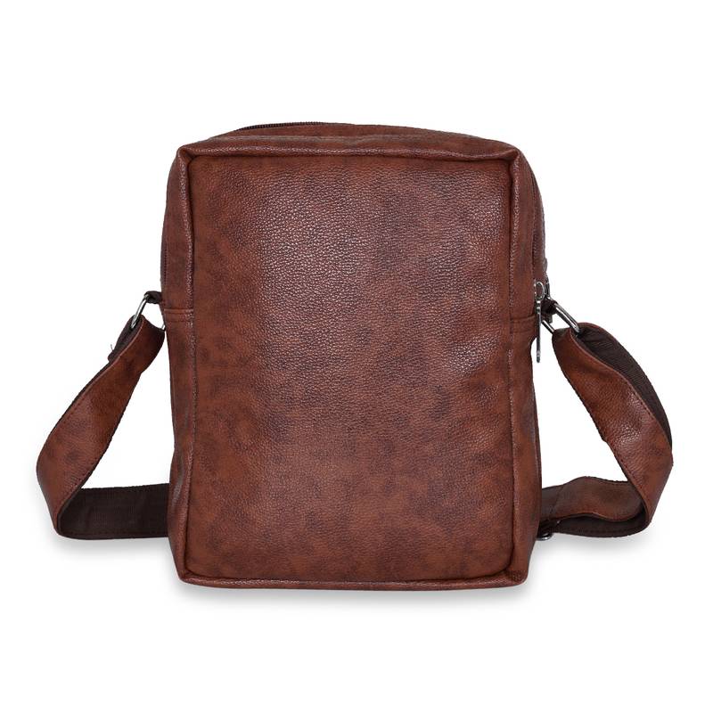 NFI essentials Men's Leather Sling Bag Stylish Cross Body Travel Office Business Messenger Bag for Men & Women (Tan)