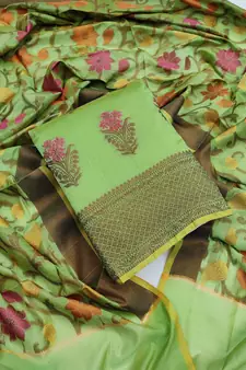 Parrot-green banarasi banarasi silk salwar