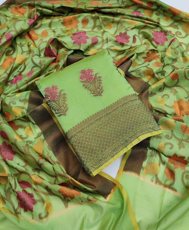 Parrot-green banarasi banarasi silk salwar