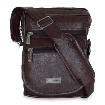 NFI essentials Men's Leather Sling Bag Stylish Cross Body Travel Office Business Messenger Bag Men & Women (Dark Brown) 1