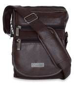 NFI essentials Men's Leather Sling Bag Stylish Cross Body Travel Office Business Messenger Bag Men & Women (Dark Brown)