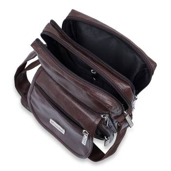 NFI essentials Men's Leather Sling Bag Stylish Cross Body Travel Office Business Messenger Bag Men & Women (Dark Brown) 4