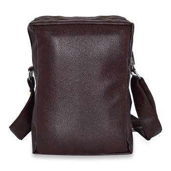 NFI essentials Men's Leather Sling Bag Stylish Cross Body Travel Office Business Messenger Bag Men & Women (Dark Brown) 5