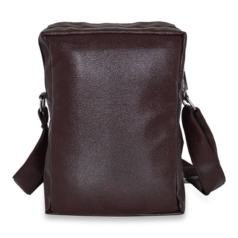 NFI essentials Men's Leather Sling Bag Stylish Cross Body Travel Office Business Messenger Bag Men & Women (Dark Brown)