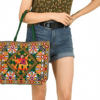 GREEN Rajasthani Handbags for Women 3