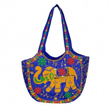 BLUE Rajasthani Handbags for Women 3