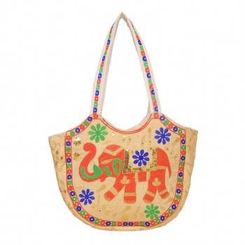 CREAM Rajasthani Handbags for Women 1