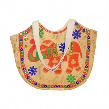 CREAM Rajasthani Handbags for Women 4
