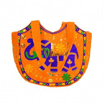ORANGE Rajasthani Handbags for Women 4
