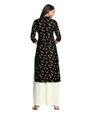 Black printed cotton long-kurtis 2