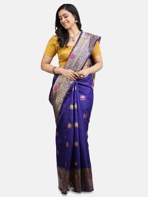 Purple Woven Art Silk Saree With Blouse 1