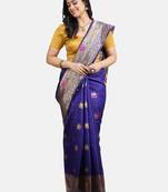 Purple Woven Art Silk Saree With Blouse