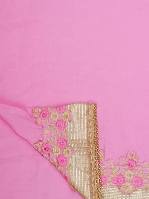 Baby Pink embroidered georgette saree with blouse 4