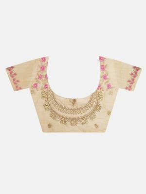Baby Pink embroidered georgette saree with blouse 5
