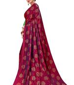 Wine printed art silk blend saree with blouse