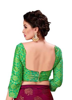 Wine printed art silk blend saree with blouse 5