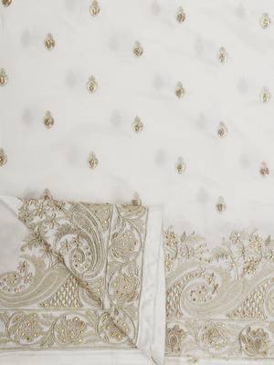 White embroidered art silk saree with blouse 4