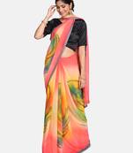 multicolor printed georgette saree with blouse