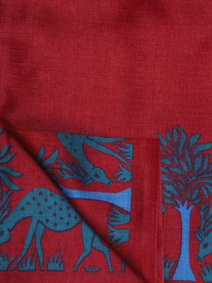 Maroon Printed Art Silk Saree With Blouse 2