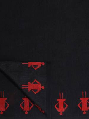Black Printed Art Silk Saree With Blouse 2