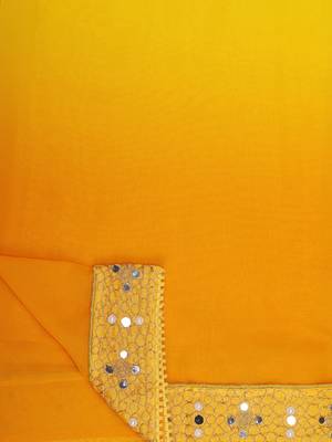 Yellow Mirror Work Georgette Saree With Blouse For Women 6