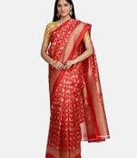 red artsilk abstract print  sarees