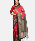 Pink Art Silk Printed Saree