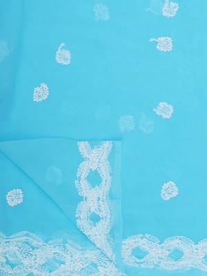 Blue Hand Embroidered Faux Georgette Women Lucknowi Chikankari Saree With Blouse 8