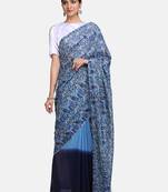 Blue Printed Georgette Saree With Blouse