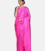 Dark rani pink plain fancy fabric saree with blouse