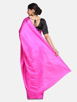 Dark rani pink plain fancy fabric saree with blouse 5