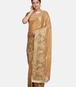 Gold embroidered art silk saree with blouse
