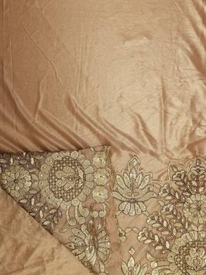 Gold embroidered art silk saree with blouse 5