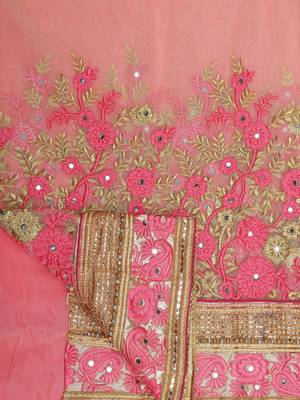 Pink embroidered georgette saree with blouse 6