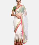 Off-White embroidered Georgette saree with blouse