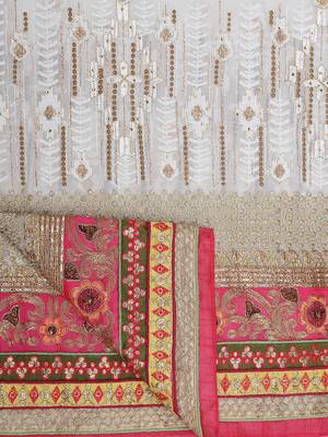 Off-White embroidered Georgette saree with blouse 5