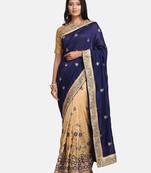 Blue embroidered georgette saree with blouse