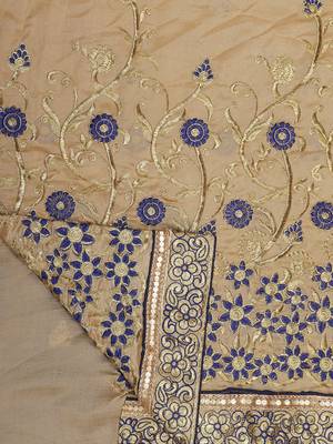 Blue embroidered georgette saree with blouse 6