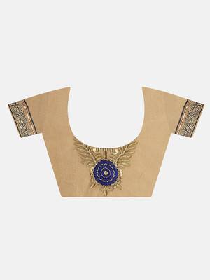 Blue embroidered georgette saree with blouse 7