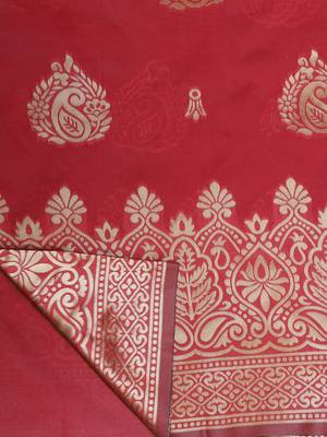 Peach Woven Silk Saree With Blouse 5