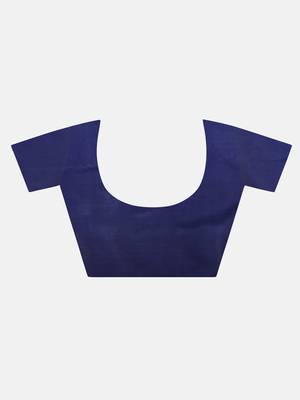Navy Blue Woven Art Silk Saree With Blouse 7