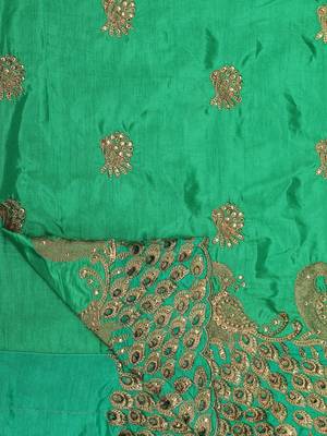 Orange embroidered silk saree with blouse 5