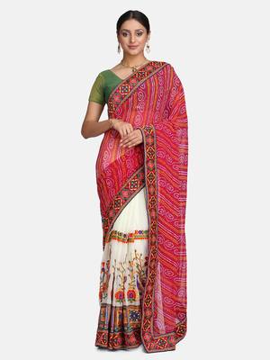 Pink Embroidered Georgette Saree With Blouse 3