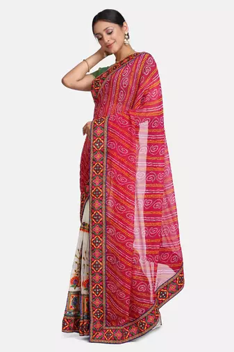 Pink Embroidered Georgette Saree With Blouse