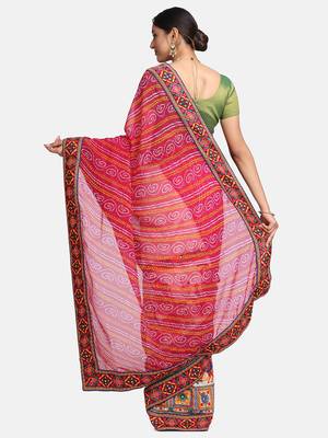 Pink Embroidered Georgette Saree With Blouse 5