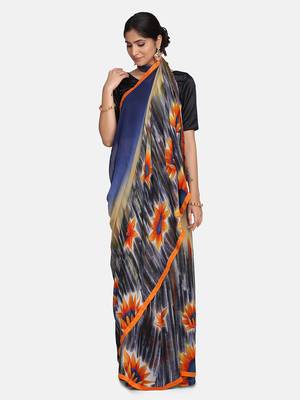 multicolor printed georgette saree with blouse 1