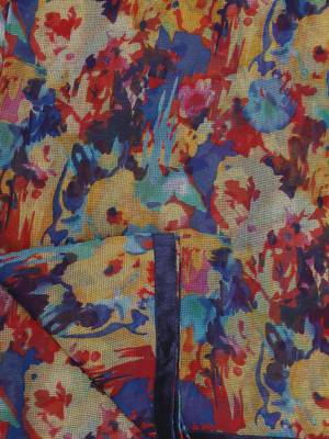 blue printed georgette saree with blouse 3