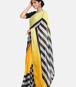 Yellow embroidered Crepe saree with blouse
